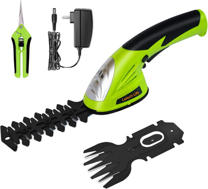 Cordless Grass Shear & Shrubbery Trimmer - 7.2V 2 in 1 Handheld Hedge Trimmer Electric Grass Trimmer Hedge Shears w/Pruning Scissor Rechargeable Lithium-Ion Battery and Charger Included
