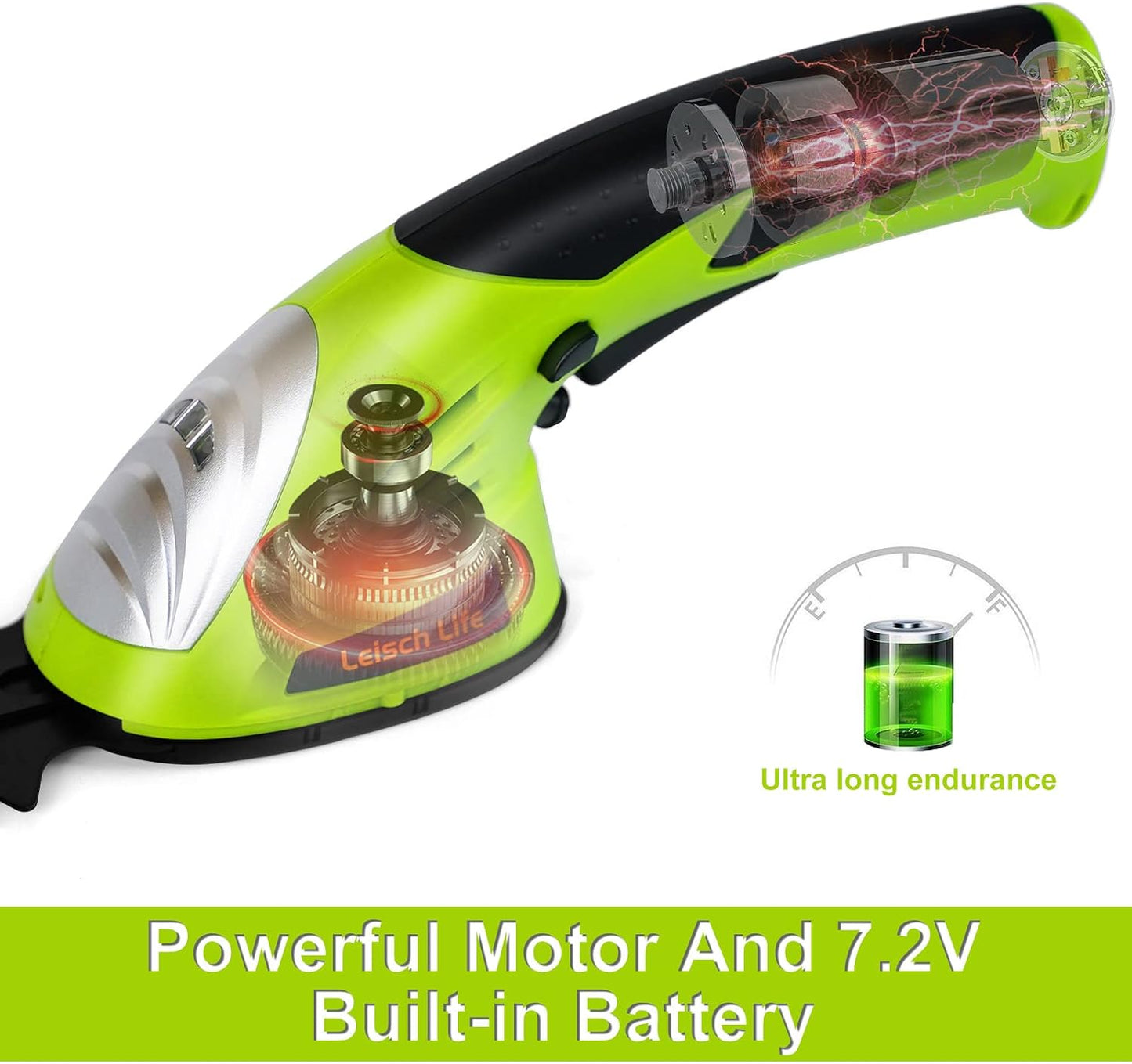 Cordless Grass Shear & Shrubbery Trimmer - 7.2V 2 in 1 Handheld Hedge Trimmer Electric Grass Trimmer Hedge Shears w/Pruning Scissor Rechargeable Lithium-Ion Battery and Charger Included