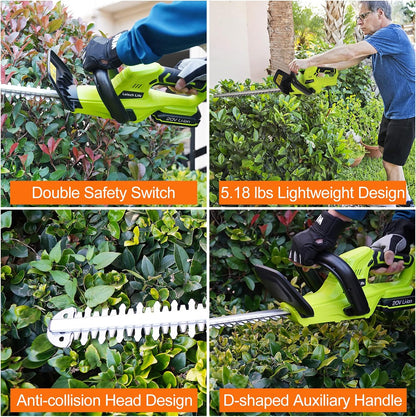 Cordless Grass Shear & Shrubbery Trimmer - 7.2V 2 in 1 Handheld Hedge Trimmer Electric Grass Trimmer Hedge Shears w/Pruning Scissor Rechargeable Lithium-Ion Battery and Charger Included