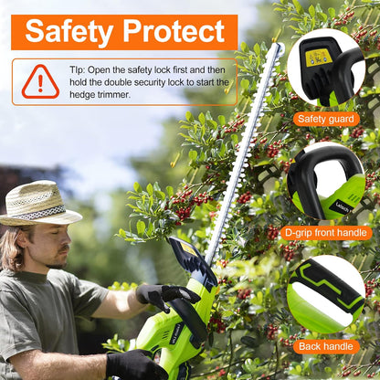 Cordless Grass Shear & Shrubbery Trimmer - 7.2V 2 in 1 Handheld Hedge Trimmer Electric Grass Trimmer Hedge Shears w/Pruning Scissor Rechargeable Lithium-Ion Battery and Charger Included