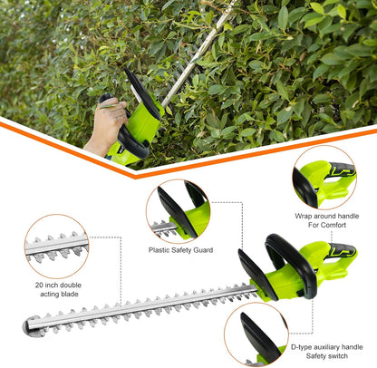 Cordless Grass Shear & Shrubbery Trimmer - 7.2V 2 in 1 Handheld Hedge Trimmer Electric Grass Trimmer Hedge Shears w/Pruning Scissor Rechargeable Lithium-Ion Battery and Charger Included
