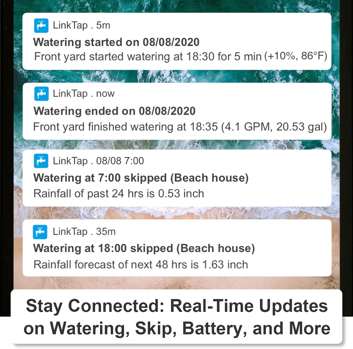 LinkTap D1 2-Zone Sprinkler Timer (Req. Gateway), Fault Detection & Alerts