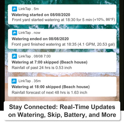 LinkTap D1 2-Zone Sprinkler Timer (Req. Gateway), Fault Detection & Alerts