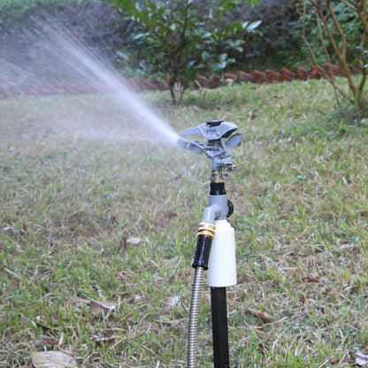 T-Post Fence Sprinkler, Metal Impact Sprinkler Head on Fence T-Post Base with Flow Through, Irrigation Zinc-Alloy Adjustable T-Post Impulse Sprinkler