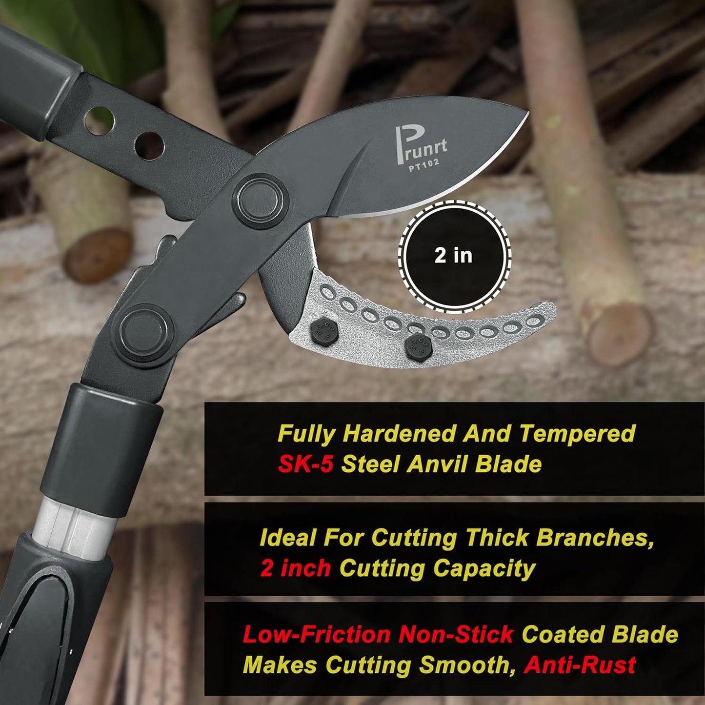 Loppers for Tree Trimming Heavy Duty, 26-40 Inch Handle Telescopic Tree Trimmer, Sync Drive Leverage Pruner, 2 Inch Branch Cutter