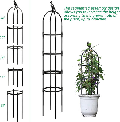 Garden Trellis for Climbing Plants, Rustproof Metal Pipe with Heavy Duty 6ft, Garden Outdoor Indoor Potted Plant Support（White）