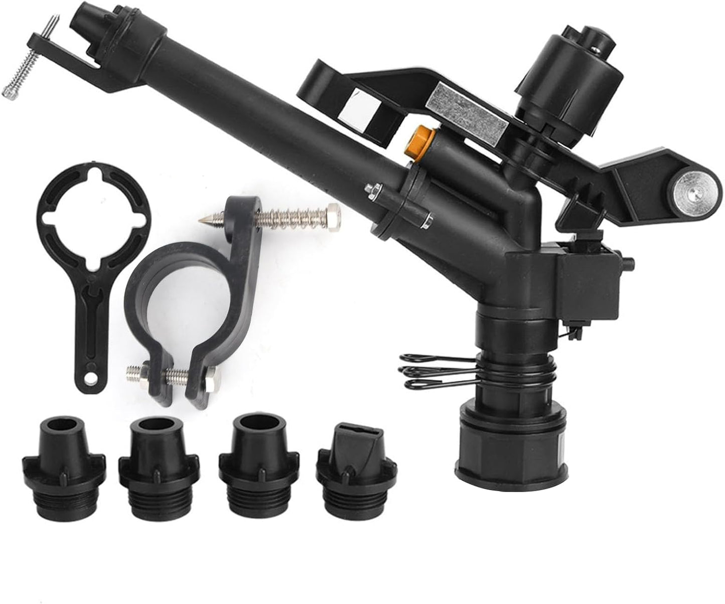 Tractor Sprinkler, 360 Degree Rotating Adjustable Heavy Duty Impact Sprinkler with Nozzle Set, 1.5in Rocking Arm Sprinklers for Farm Lawn and Irrigation