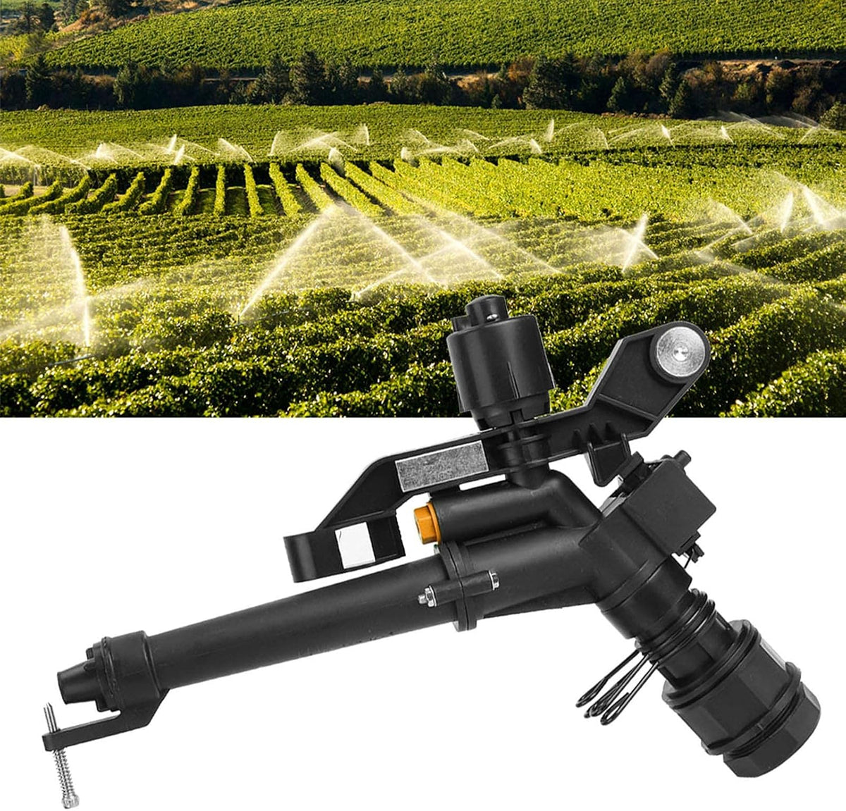 Tractor Sprinkler, 360 Degree Rotating Adjustable Heavy Duty Impact Sprinkler with Nozzle Set, 1.5in Rocking Arm Sprinklers for Farm Lawn and Irrigation