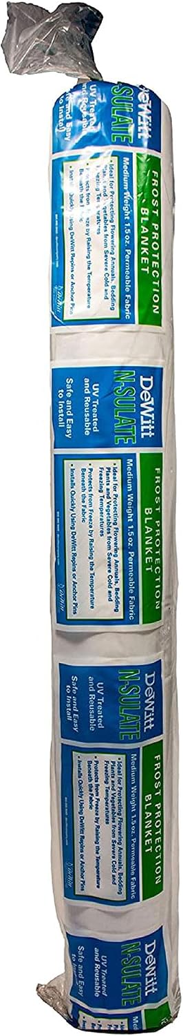 N-Sulate Plant Cover Fabric 1.5 oz, 12 x 250 Feet – Frost Cloth Blanket for Vegetables, Flowers, Fruit Trees, Tomatoes, Raised Garden Beds, and Outdoor Winter Freeze Protection