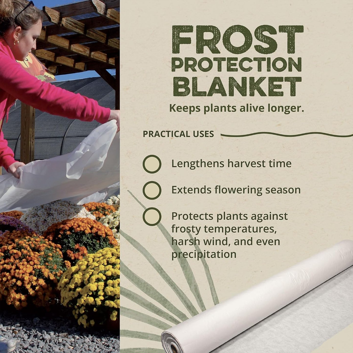 N-Sulate Plant Cover Fabric 1.5 oz, 12 x 250 Feet – Frost Cloth Blanket for Vegetables, Flowers, Fruit Trees, Tomatoes, Raised Garden Beds, and Outdoor Winter Freeze Protection