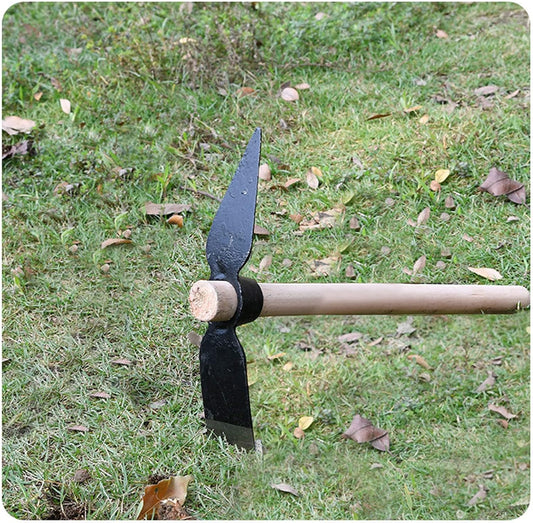 Forged Heat-Treated One-Piece Cast Iron Hoe and Pickaxe – Heavy-Duty Garden Tool for Digging, Weeding, Soil Loosening, Yard Work, and Outdoor Use