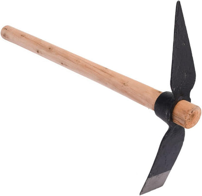 Forged Heat-Treated One-Piece Cast Iron Hoe and Pickaxe – Heavy-Duty Garden Tool for Digging, Weeding, Soil Loosening, Yard Work, and Outdoor Use