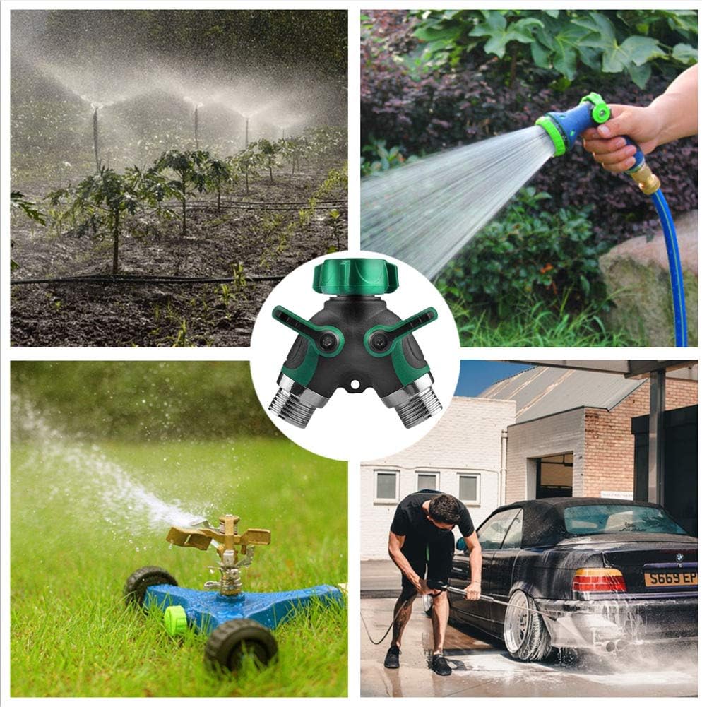 Garden Hose Splitter 2 Way - Water Hose Splitter with Long Handle Garden Hose Shut off Valve Double Y Connector Faucet Splitter Hose Connector