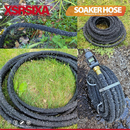 10FT 1/2" Heavy-Duty Soaker Hose with Solid Brass Connectors, Ultra-Flexible Even Water Flow