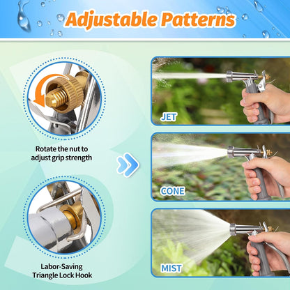 Full Size Garden Hose Nozzle 2 Pack, High Pressure Pistol Grip Water Nozzle Sprayer with Threaded Front, Adjustable Spray Water Flow for Washing Car, Cleaning Ground, Watering Plants