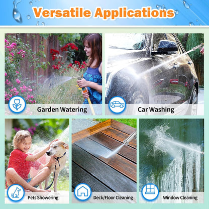 Full Size Garden Hose Nozzle 2 Pack, High Pressure Pistol Grip Water Nozzle Sprayer with Threaded Front, Adjustable Spray Water Flow for Washing Car, Cleaning Ground, Watering Plants
