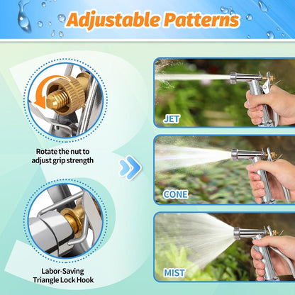 Full Size Garden Hose Nozzle 2 Pack, High Pressure Pistol Grip Water Nozzle Sprayer with Threaded Front, Adjustable Spray Water Flow for Washing Car, Cleaning Ground, Watering Plants