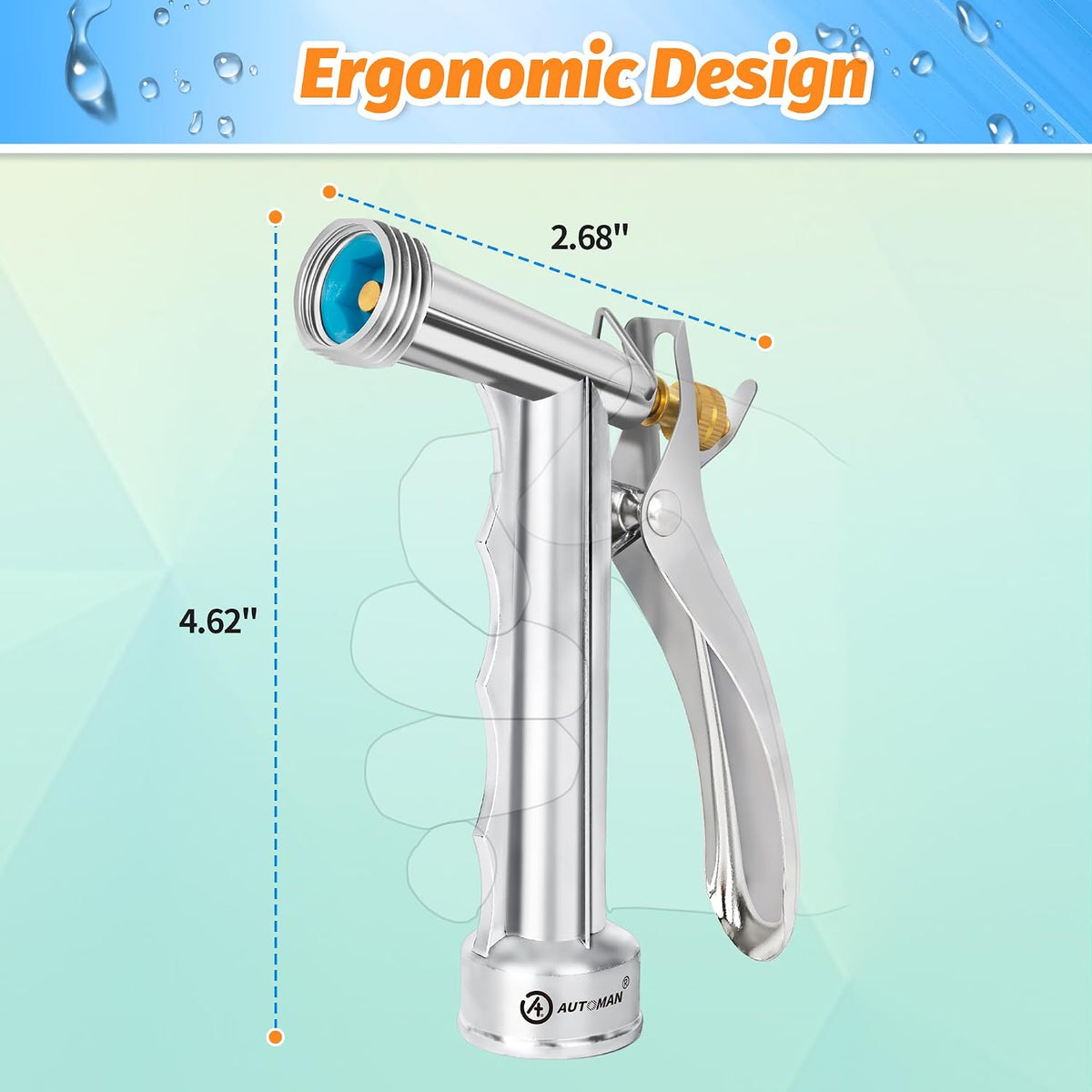 Full Size Garden Hose Nozzle 2 Pack, High Pressure Pistol Grip Water Nozzle Sprayer with Threaded Front, Adjustable Spray Water Flow for Washing Car, Cleaning Ground, Watering Plants