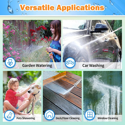 Full Size Garden Hose Nozzle 2 Pack, High Pressure Pistol Grip Water Nozzle Sprayer with Threaded Front, Adjustable Spray Water Flow for Washing Car, Cleaning Ground, Watering Plants