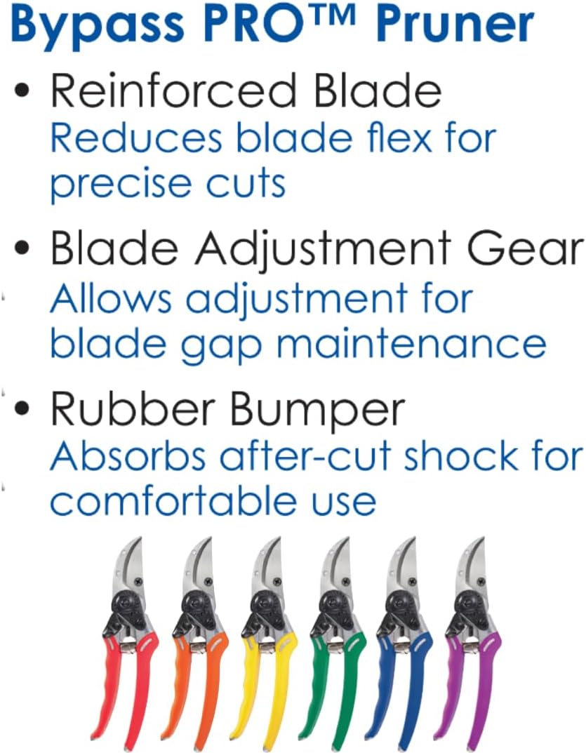 ColorPoint Stainless Steel Compact Garden Pruning Shears, Hand Pruner, Garden Clippers, with Heavy Duty Blade and Easy grip Handle, Berry