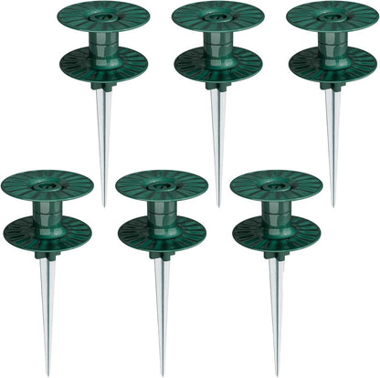10 Inch Garden Hose Guide Spike, Rust Free Zink Sturdy Metal Stake, Heavy Duty Dark Green Spin Top, Keeps Garden Hose Out of Flower beds, for Plant Protection Greenhouse, Yard Lawn, 2PCS