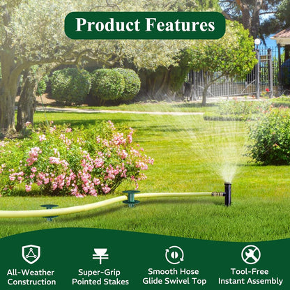 10 Inch Garden Hose Guide Spike, Rust Free Zink Sturdy Metal Stake, Heavy Duty Dark Green Spin Top, Keeps Garden Hose Out of Flower beds, for Plant Protection Greenhouse, Yard Lawn, 2PCS