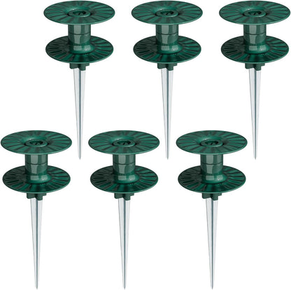 10 Inch Garden Hose Guide Spike, Rust Free Zink Sturdy Metal Stake, Heavy Duty Dark Green Spin Top, Keeps Garden Hose Out of Flower beds, for Plant Protection Greenhouse, Yard Lawn, 2PCS