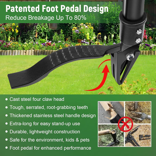 Stand Up Weed Puller Tool with 46″ Long Handle, Manual Weeder Tool