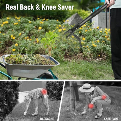 Stand Up Weed Puller Tool with 46″ Long Handle, Manual Weeder Tool