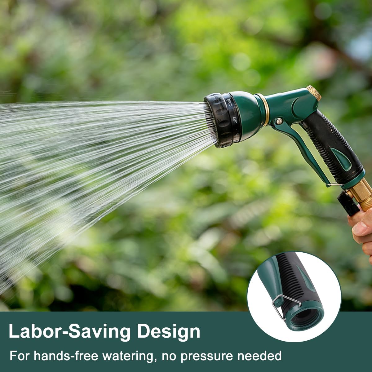 Metal Water Hose Nozzle Heavy Duty, 8 Spray Patterns, High Pressure