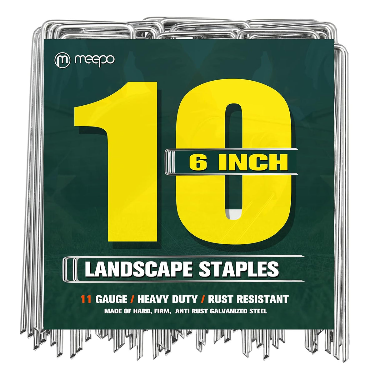 10-Pack 6 Inch Heavy Duty Landscape Staples, 11 Gauge U-Pins