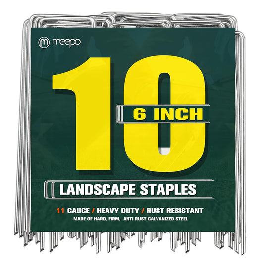 10-Pack 6 Inch Heavy Duty Landscape Staples, 11 Gauge U-Pins