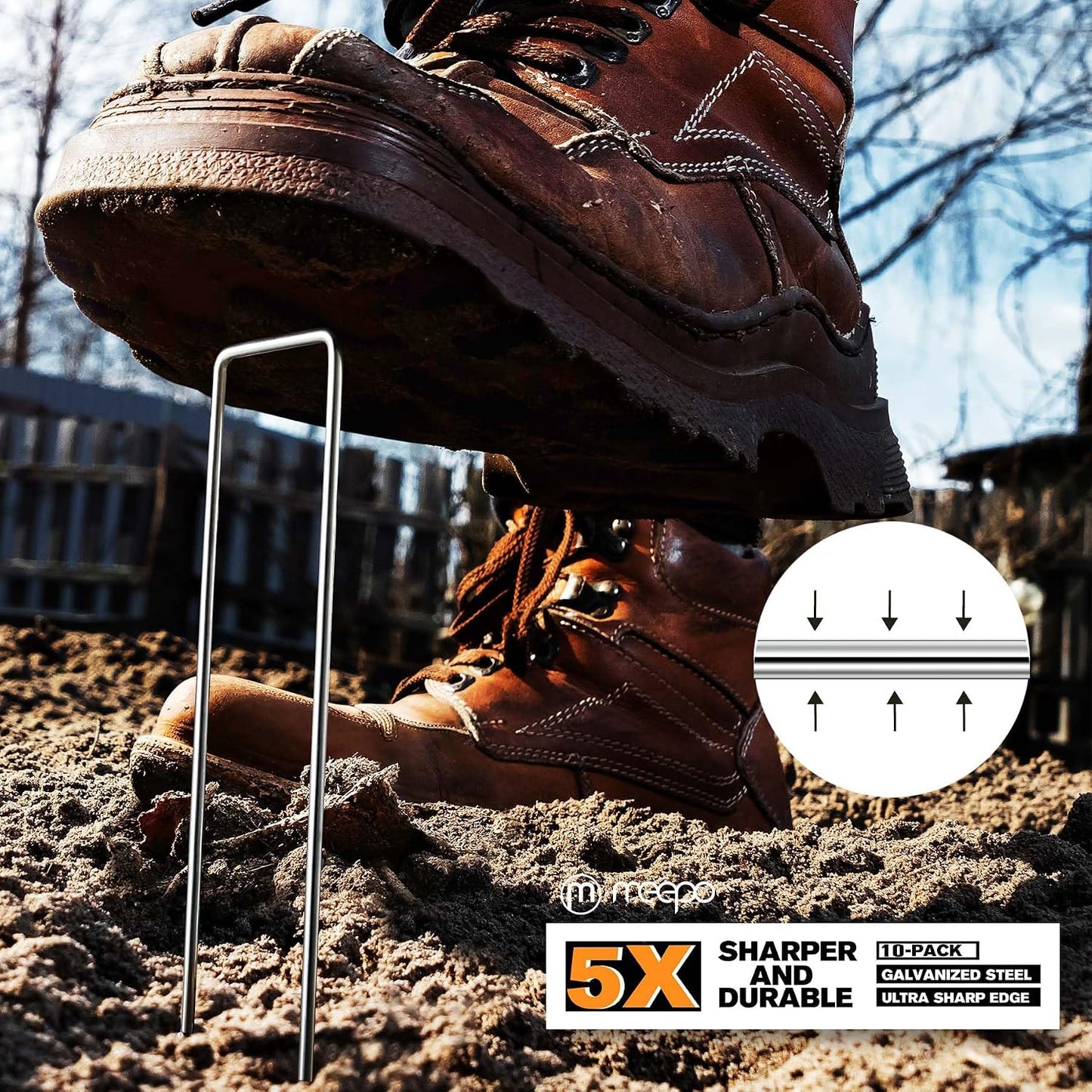 10-Pack 6 Inch Heavy Duty Landscape Staples, 11 Gauge U-Pins