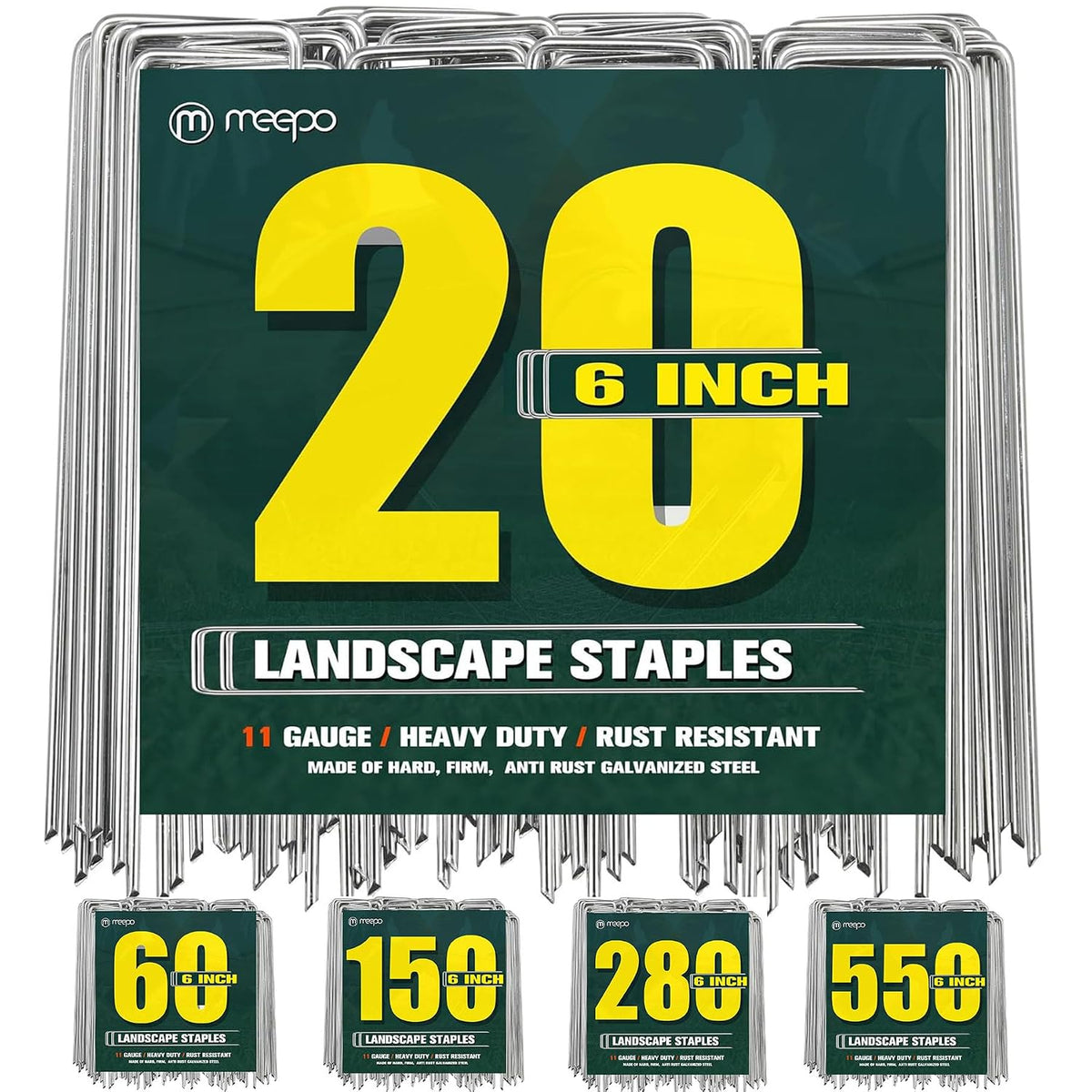 10-Pack 6 Inch Heavy Duty Landscape Staples, 11 Gauge U-Pins