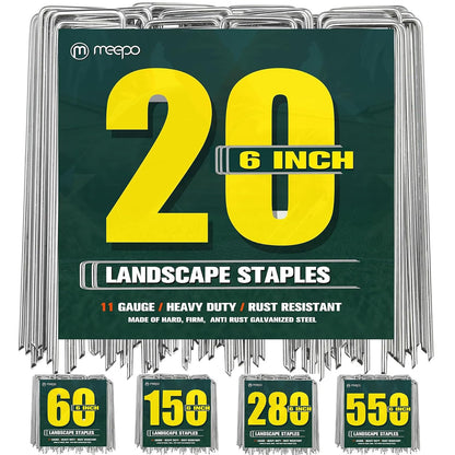 10-Pack 6 Inch Heavy Duty Landscape Staples, 11 Gauge U-Pins