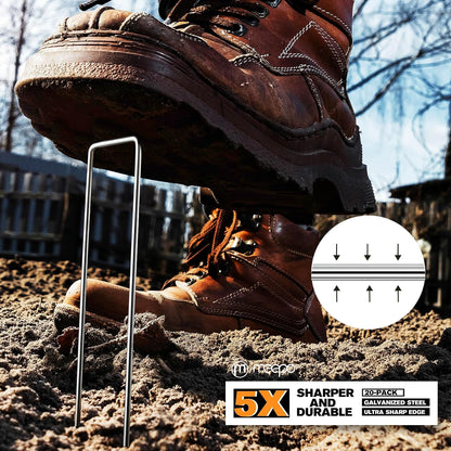 10-Pack 6 Inch Heavy Duty Landscape Staples, 11 Gauge U-Pins
