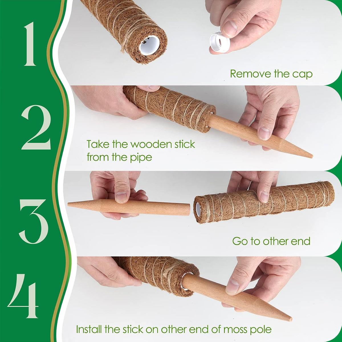 Moss Pole for Plants Monstera, Extendable Plant Sticks Support, 2Pcs