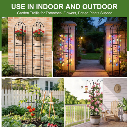 100% Metal 2 Pack Obelisk Garden Trellis 6.6 Ft Plant Support for Climbing