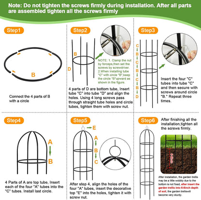100% Metal 2 Pack Obelisk Garden Trellis 6.6 Ft Plant Support for Climbing
