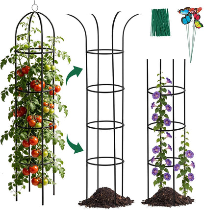 100% Metal 2 Pack Obelisk Garden Trellis 6.6 Ft Plant Support for Climbing