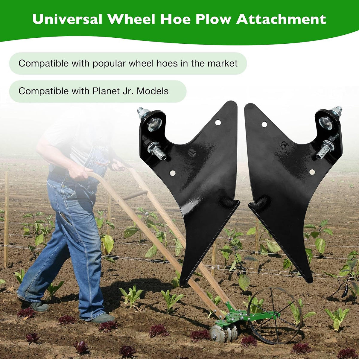 Wheel Hoe Plow Set Fits Planet Jr. & Other Models Left Right Blades