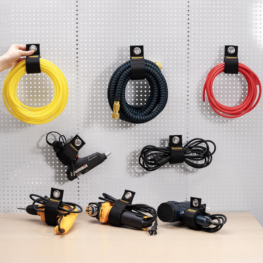 Extension Cord Organizer(Assorted 8 Pack), Cord Holder for Garage Organization and Storage, Heavy Duty Straps for Cables, Garden Hoses, Ropes with Metal Grommet for Hanging on Walls(4L,4XL)