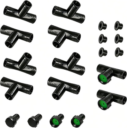 3/8" Soaker Hose Fittings Kit, 20 Pcs Garden Hose Irrigation Connectors with Tees, Feeders, Plugs, Male and Female Connectors, Drip System Parts for Garden Lawn