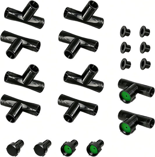 3/8" Soaker Hose Fittings Kit, 20 Pcs Garden Hose Irrigation Connectors with Tees, Feeders, Plugs, Male and Female Connectors, Drip System Parts for Garden Lawn