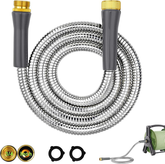 6ft Short Metal Garden Hose, Leakproof Stainless Steel Water Hose Extension