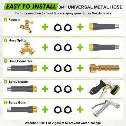 6ft Short Metal Garden Hose, Leakproof Stainless Steel Water Hose Extension