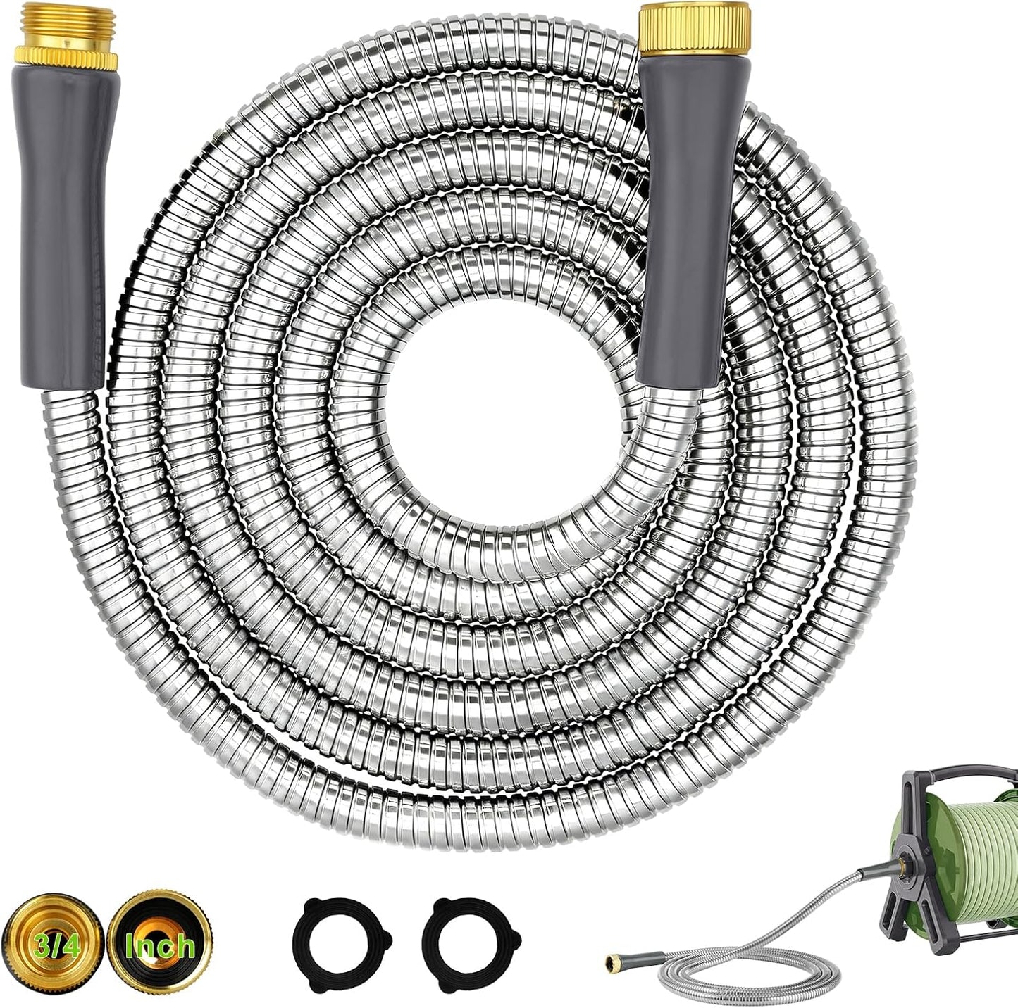 6ft Short Metal Garden Hose, Leakproof Stainless Steel Water Hose Extension