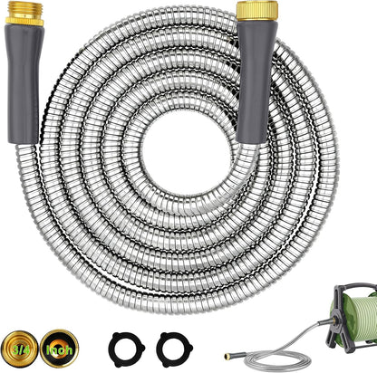 6ft Short Metal Garden Hose, Leakproof Stainless Steel Water Hose Extension