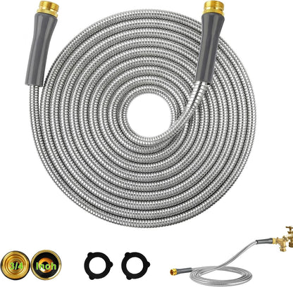 6ft Short Metal Garden Hose, Leakproof Stainless Steel Water Hose Extension