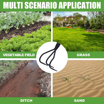 3-Tine Long Handle Tiller Garden Cultivator